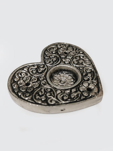 Namaste Metal Embossed Shaped Incense Holder - Heart - Yoga Studio Store